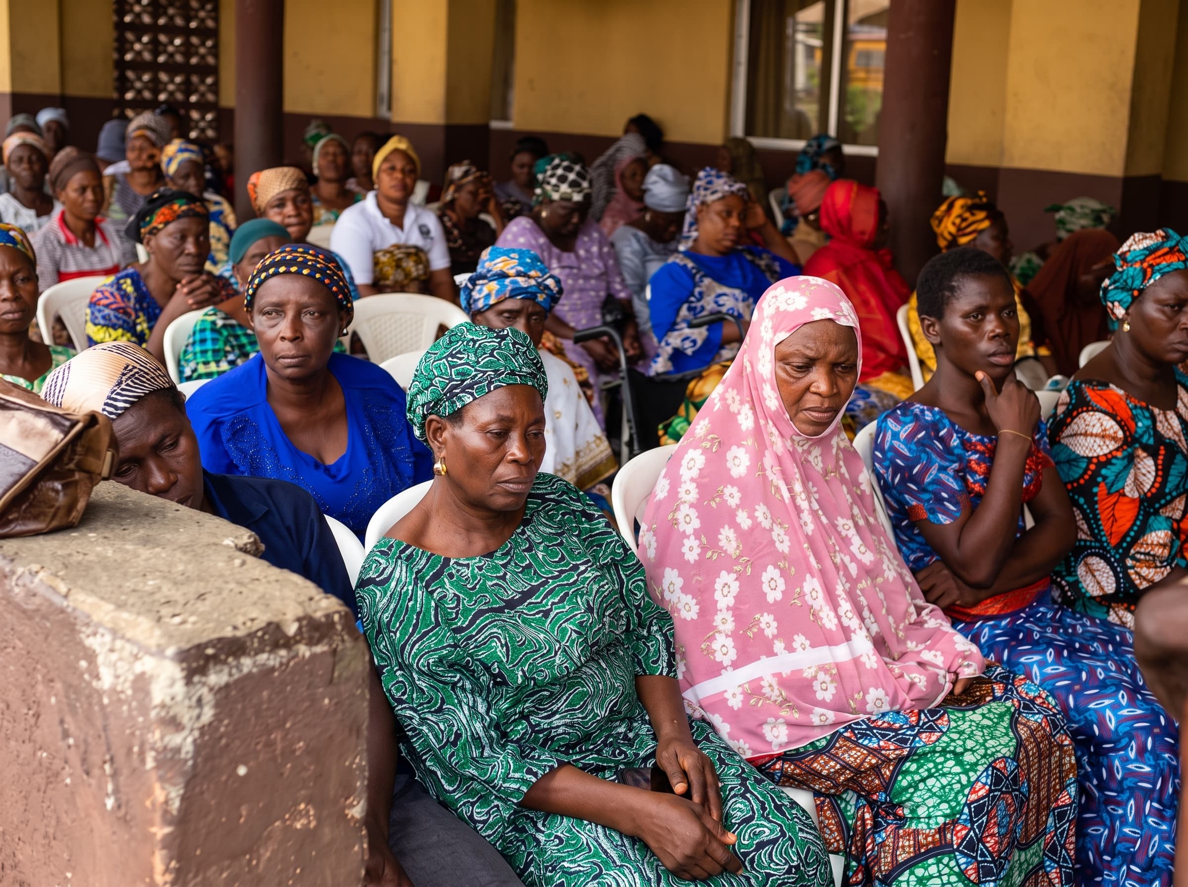 Community members gathered indoors